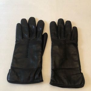 Black leather gloves